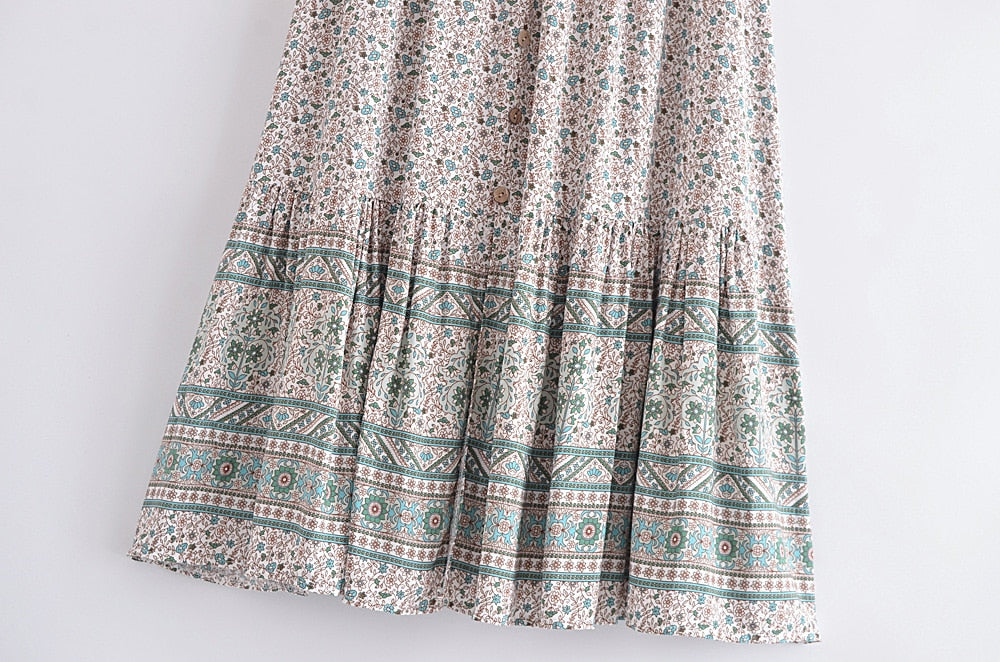 Boho Skirt, Hippie Skirts, Maxi Skirt,Lucille Dwarf in Green, Red and Orange