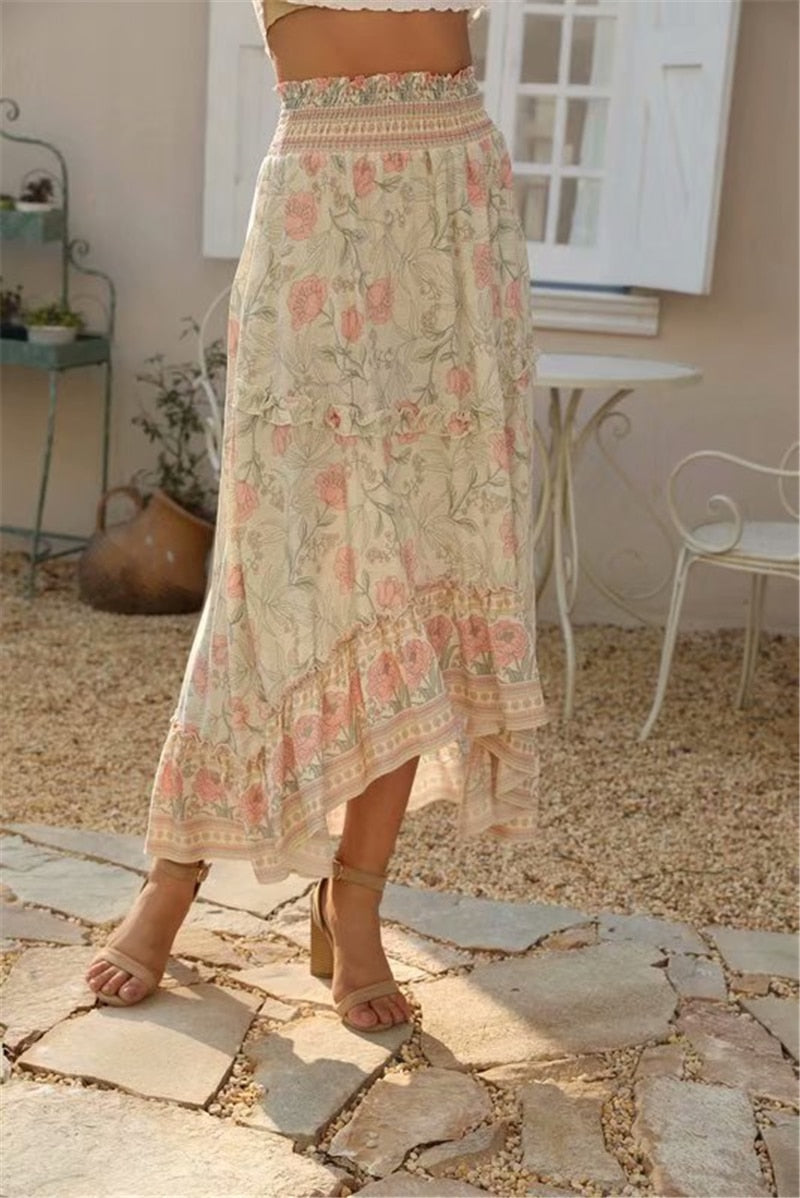 Boho Skirt, Hippie Skirts, Midi Skirt, Wild Rose in Smoke