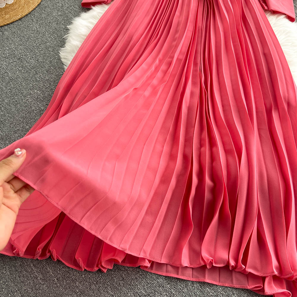 Maxi Dress, Boho Vintage Pleated Dress, Beau Gown in Blue, Yellow, Orange and Pink