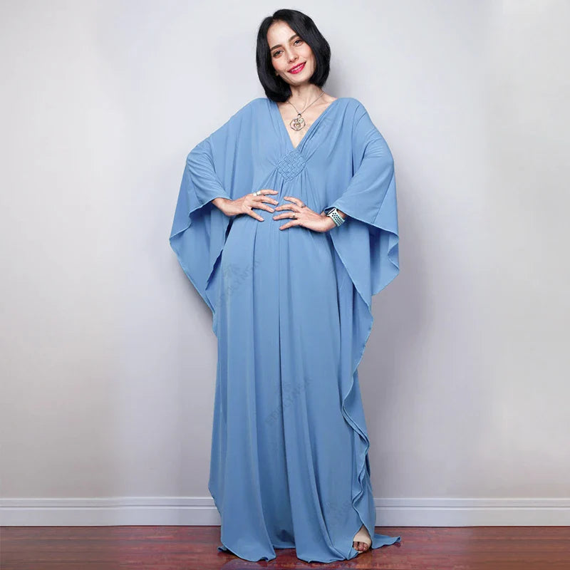 Boho Maxi Dress - Beach Dress, Kaftan Dress Blue Harmony in 15 colors