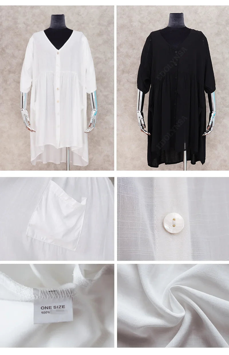 Boho Mini Dress - Beach Tunic - White Halle