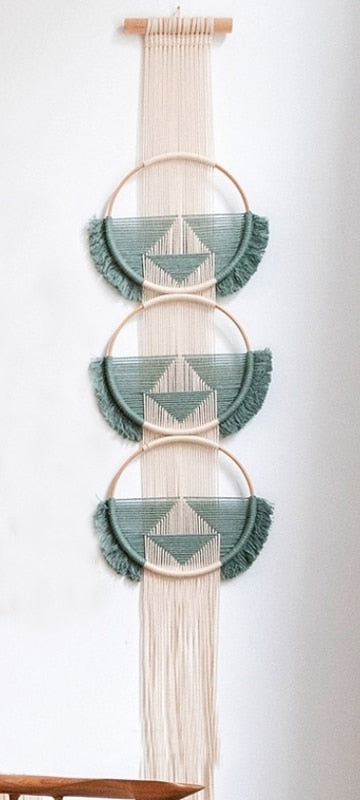 Boho Macrame Wall Hanging - Home Handcrafted Wooden Round Mandala