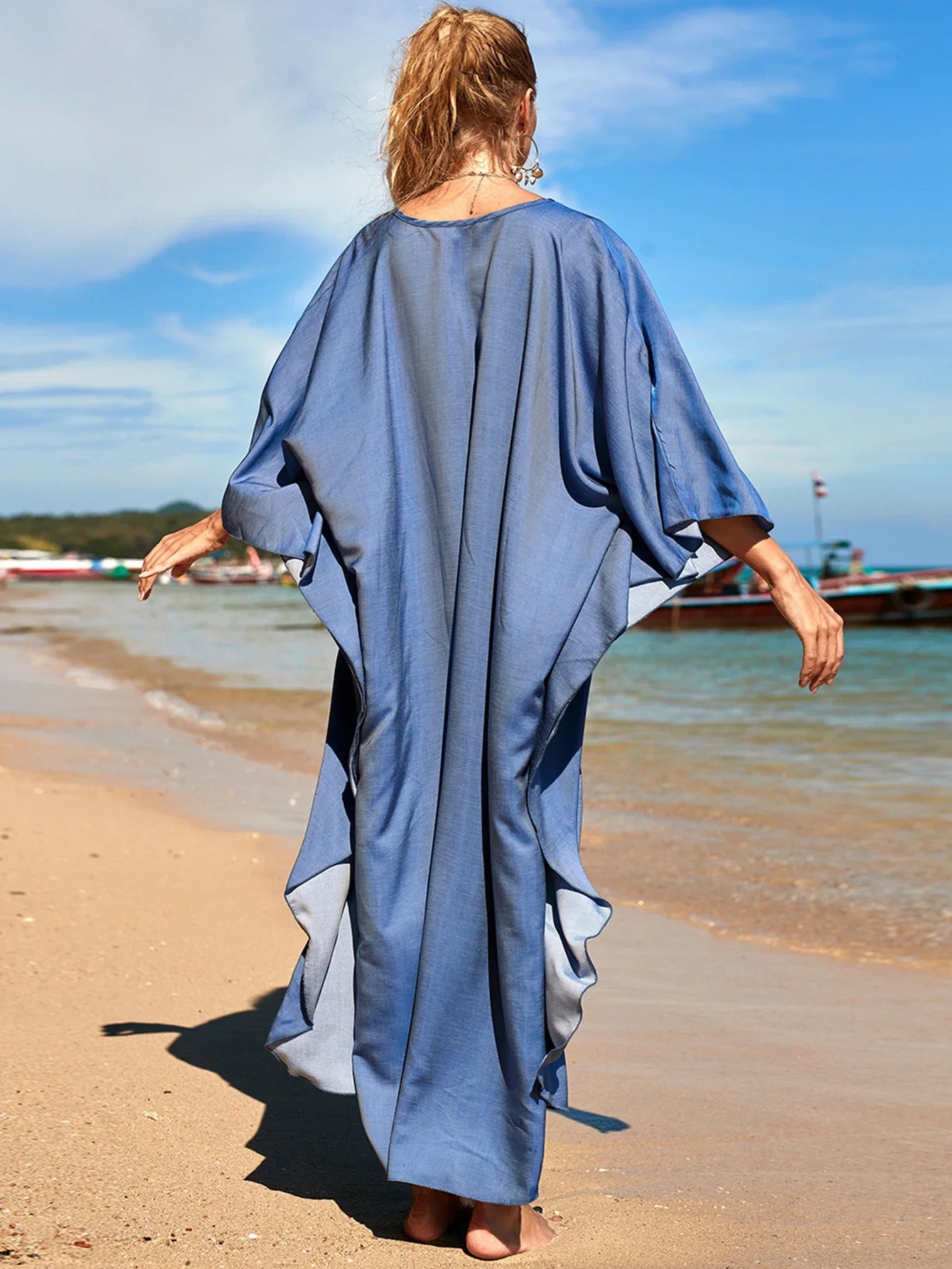 Boho Maxi Dress - Beach Dress, Kaftan Dress Blue Harmony in 15 colors