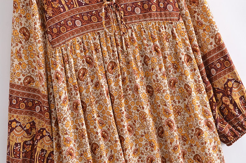 Gown Dress, Boho Maxi Dress, Loose Dress, Green Camel