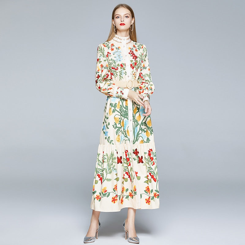 Vintage Dress, Boho Maxi Dress, Gown, Iovry Victoria Flower Garden