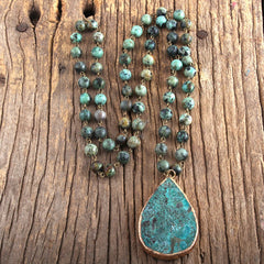 Boho Necklace, Blue Turquoise Breads
