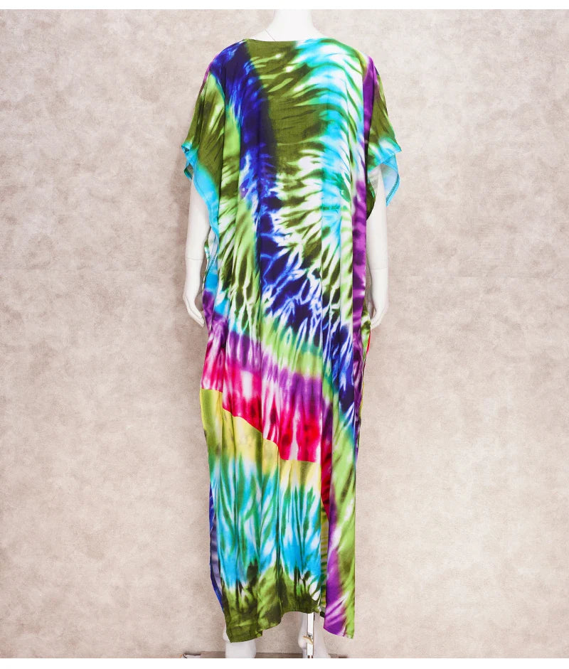 Boho Maxi Dress - Beach Dress, Kaftan Dress Danica Heart Tie Dye