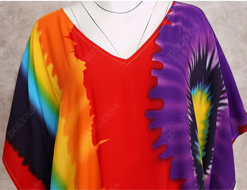 Boho Maxi Dress - Beach Dress, Kaftan Dress Danica Heart Tie Dye