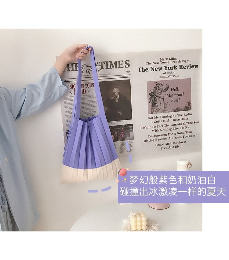 Boho Bag, Eco Tote Bags, Crochet Tote, Knitted Shopper Handbags, Pleated Bags in 6 colors