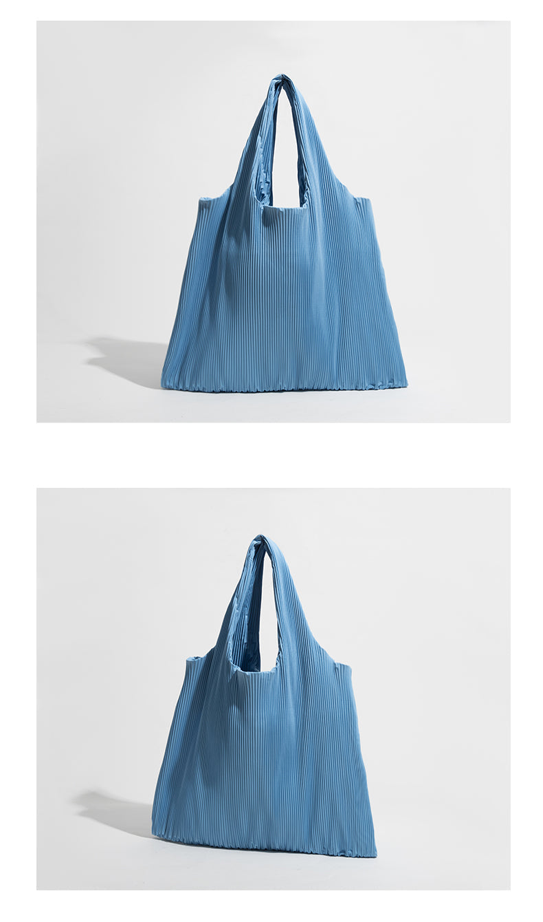 Boho Bag, Hobo Bags, Ruched Fabric Bag, Pleated Tote Shopping Handbag in Blue, Black, Green