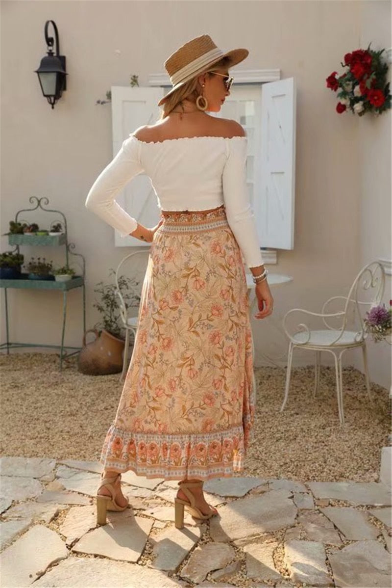 Boho Skirt, Hippie Skirts, Midi Skirt, Wild Rose in Smoke