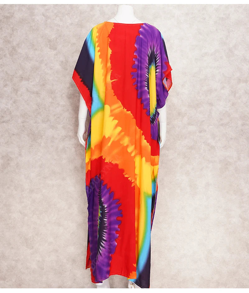 Boho Maxi Dress - Beach Dress, Kaftan Dress Danica Heart Tie Dye