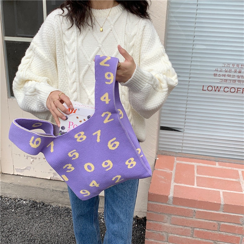 Boho Bag, Eco Tote Bags, Crochet Tote, Knitted Shopper Handbags, Number in 4 colors