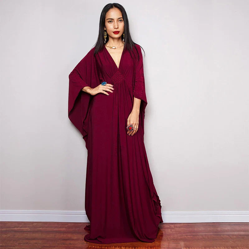 Boho Maxi Dress - Beach Dress, Kaftan Dress Tie White Harmony in 15 colors