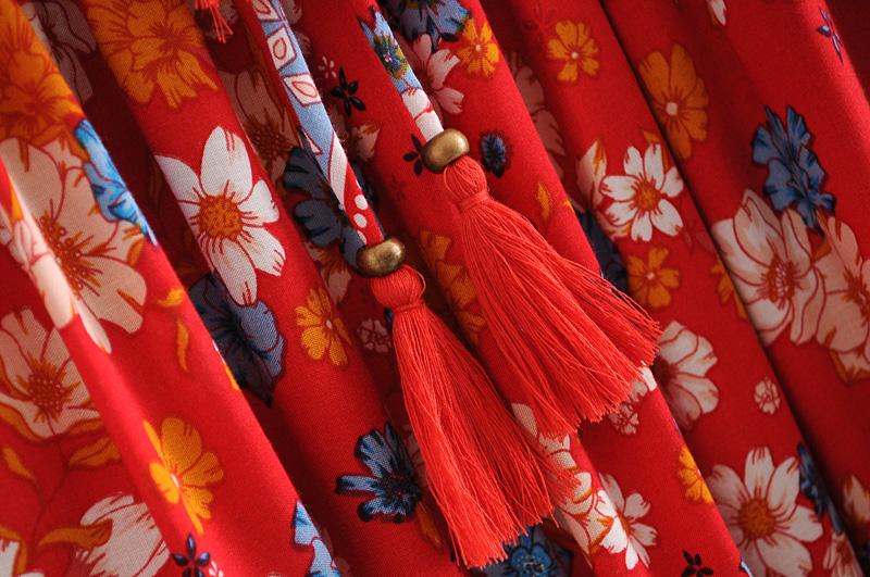 Gown Dress, Boho Maxi Dress, Loose Dress, Daisy Mind in Red