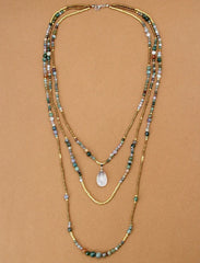 Boho Necklace - India Onyx Seed Beads Teardop Pendan Necklaces