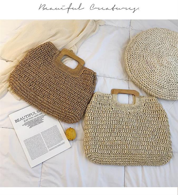 Boho Bag, Woven Straw Handbag, Love Sac