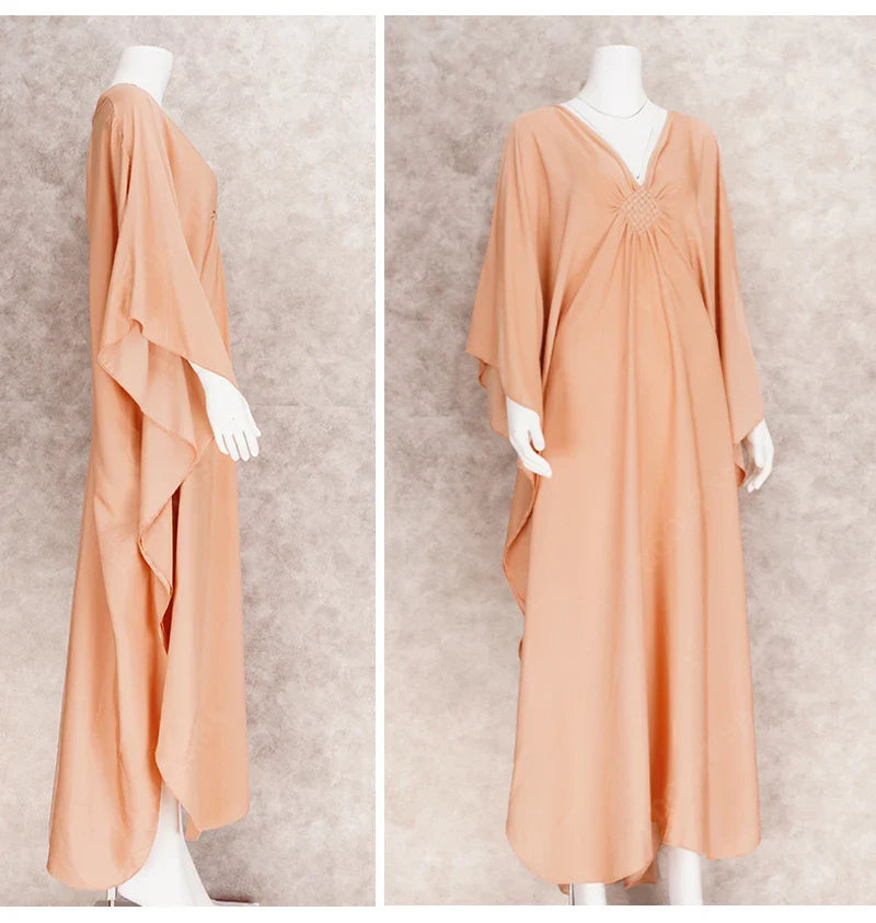 Boho Maxi Dress - Beach Dress, Kaftan Dress Tie White Harmony in 15 colors