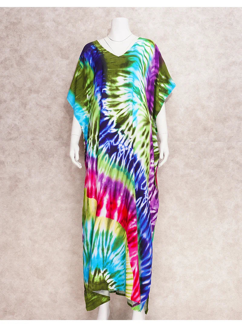 Boho Maxi Dress - Beach Dress, Kaftan Dress Danica Heart Tie Dye
