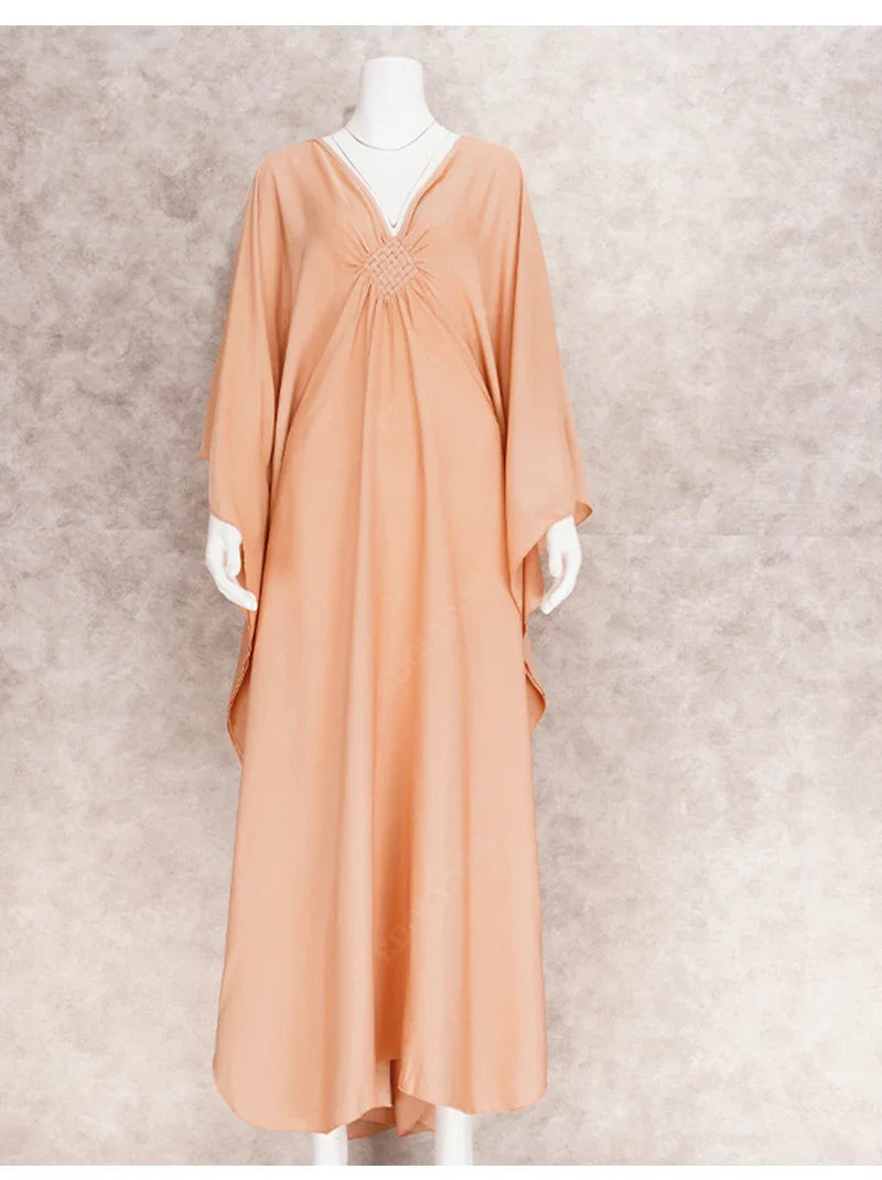 Boho Maxi Dress - Beach Dress, Kaftan Dress Tie White Harmony in 15 colors