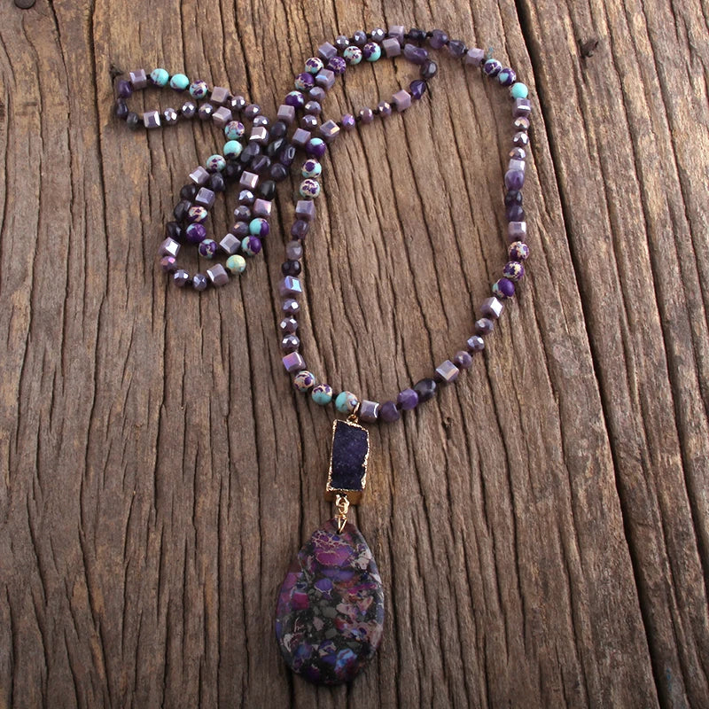 Boho Necklace - RH Precious Black Lava Oval Stones