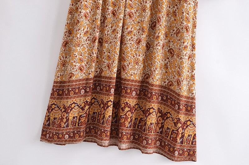 Gown Dress, Boho Maxi Dress, Loose Dress, Green Camel