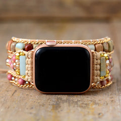 Boho Apple Watch Band - Jade Amazonite Beads Wrist Bracelet Rope Strap