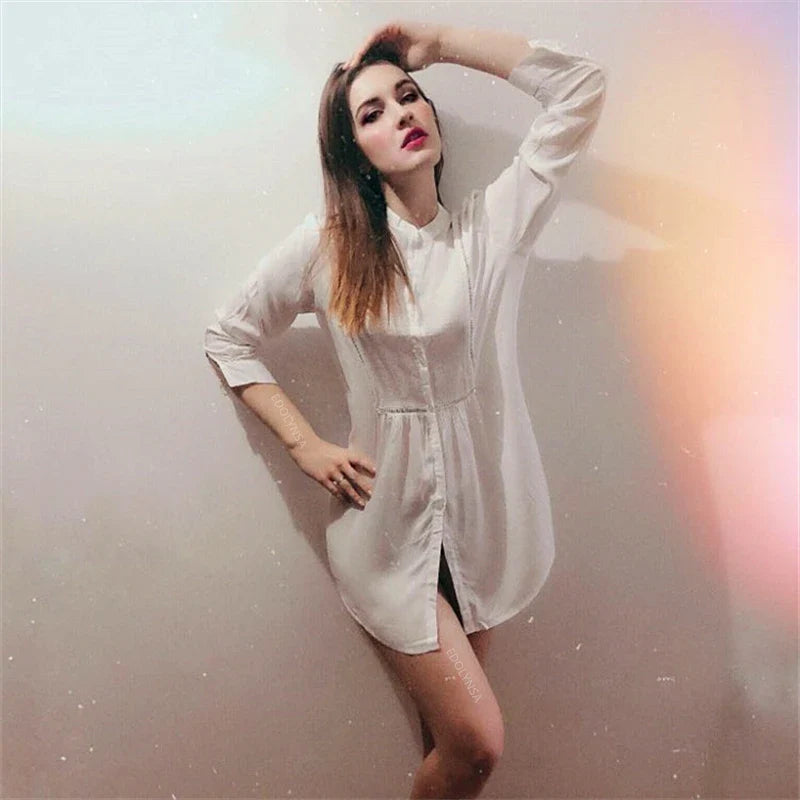 Boho Mini Dress - Beach Tunic - White McKay