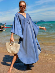 Boho Maxi Dress - Beach Dress, Kaftan Dress Blue Harmony in 15 colors