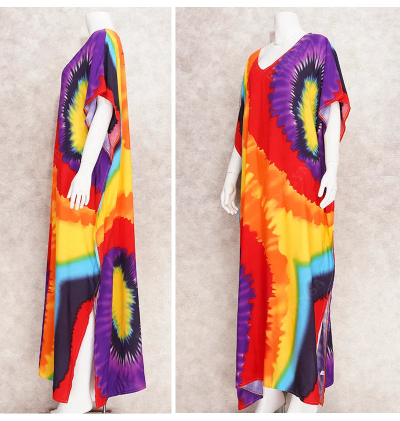 Boho Maxi Dress - Beach Dress, Kaftan Dress Danica Heart Tie Dye