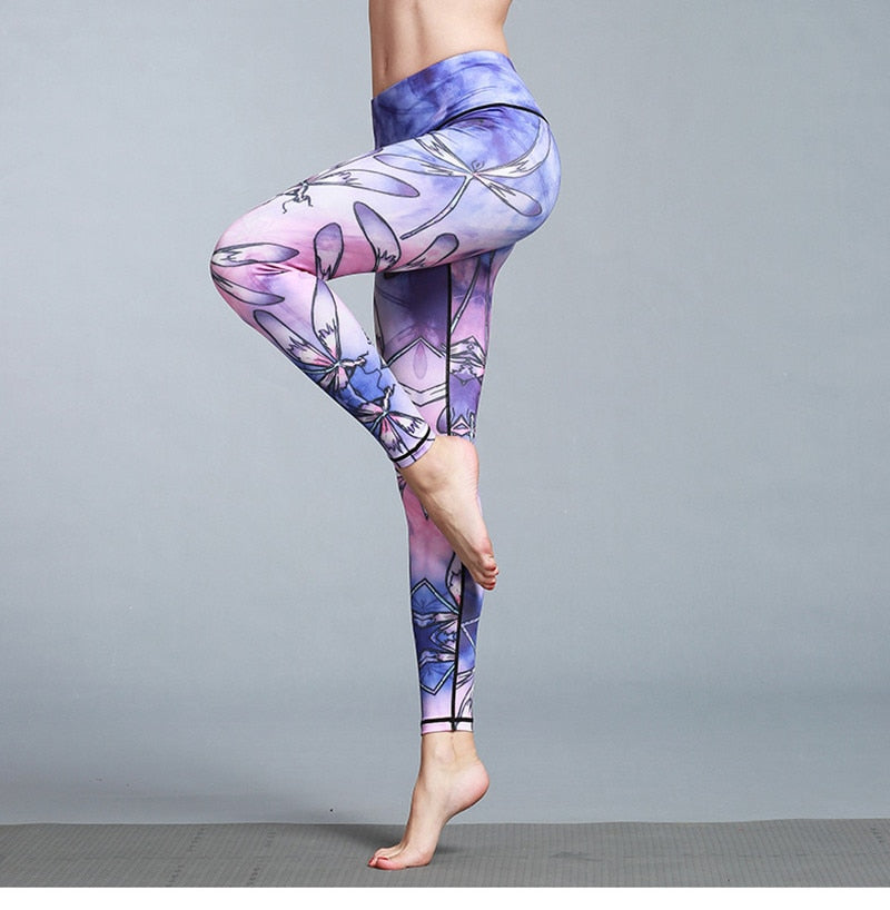 Yoga Legging, Yoga Pants, Boho Legging, Printed Tight, Orange Gold Peacock