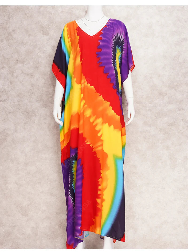 Boho Maxi Dress - Beach Dress, Kaftan Dress Danica Heart Tie Dye