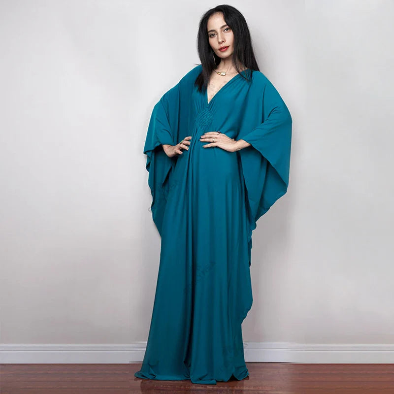 Boho Maxi Dress - Beach Dress, Kaftan Dress Blue Harmony in 15 colors