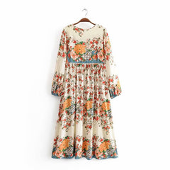Gown Dress, Boho Maxi Dress, Loose Dress,  White Floral