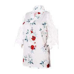 Offshoulder 3/4 V Neck Floral Blouse Top