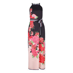 Halter Neck Sleeveless Waist Tie Maxi Dress