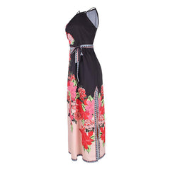 Halter Neck Sleeveless Waist Tie Maxi Dress