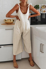 Knot U Neck Sleeveless Jumpsuit