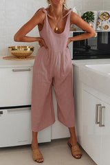 Knot U Neck Sleeveless Jumpsuit