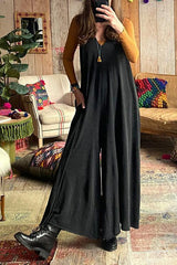 Loose V Neck Sleevelss Jumpsuits