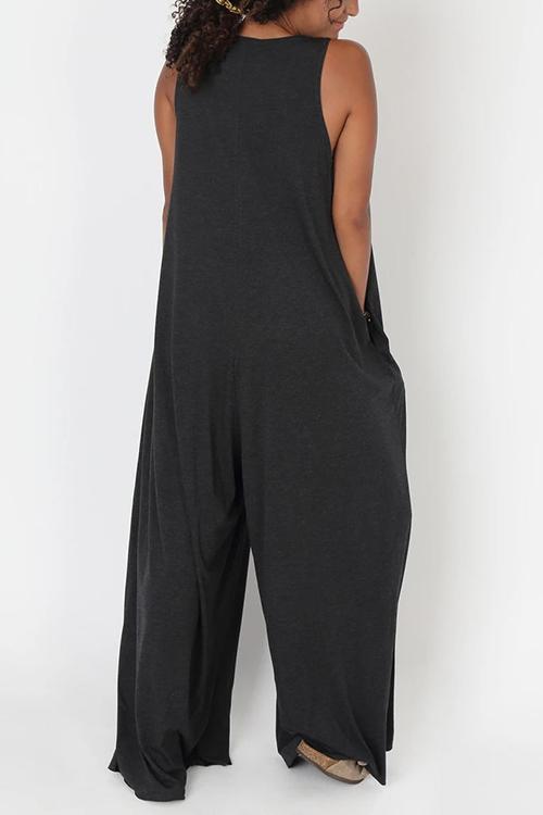 Loose V Neck Sleevelss Jumpsuits