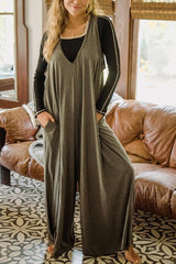 Loose V Neck Sleevelss Jumpsuits
