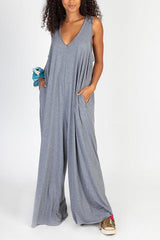 Loose V Neck Sleevelss Jumpsuits