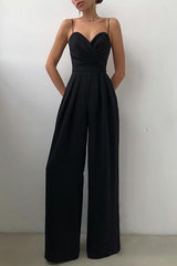 Minimalism Wide Leg Slip Jumpsuits