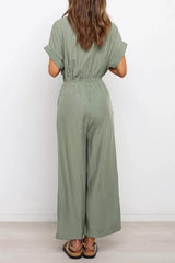 V Neck Knot Waist Jumpsuits