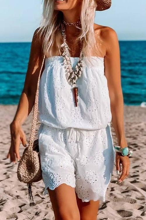 Hollow Strapless Romper