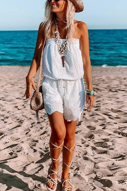 Hollow Strapless Romper