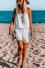 Hollow Strapless Romper