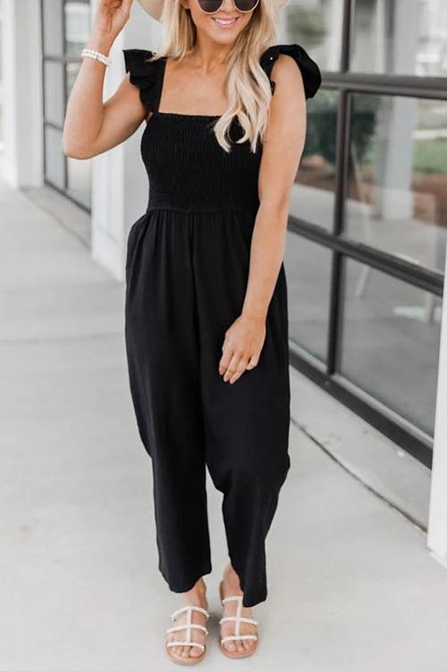 Ruffles Elastic Pockets Jumpsuits