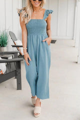 Ruffles Elastic Pockets Jumpsuits